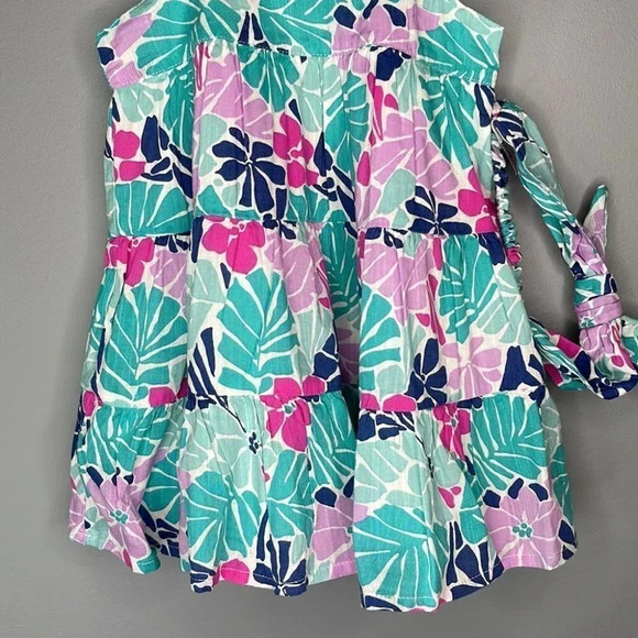 BABY GAP NWT 12-18m Girls Tiered Tropical Floral Blue Sundress Set - Picture 4 of 12